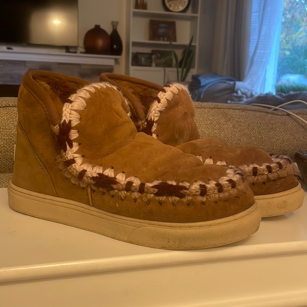Mou Suede Printed Lace Up Boots